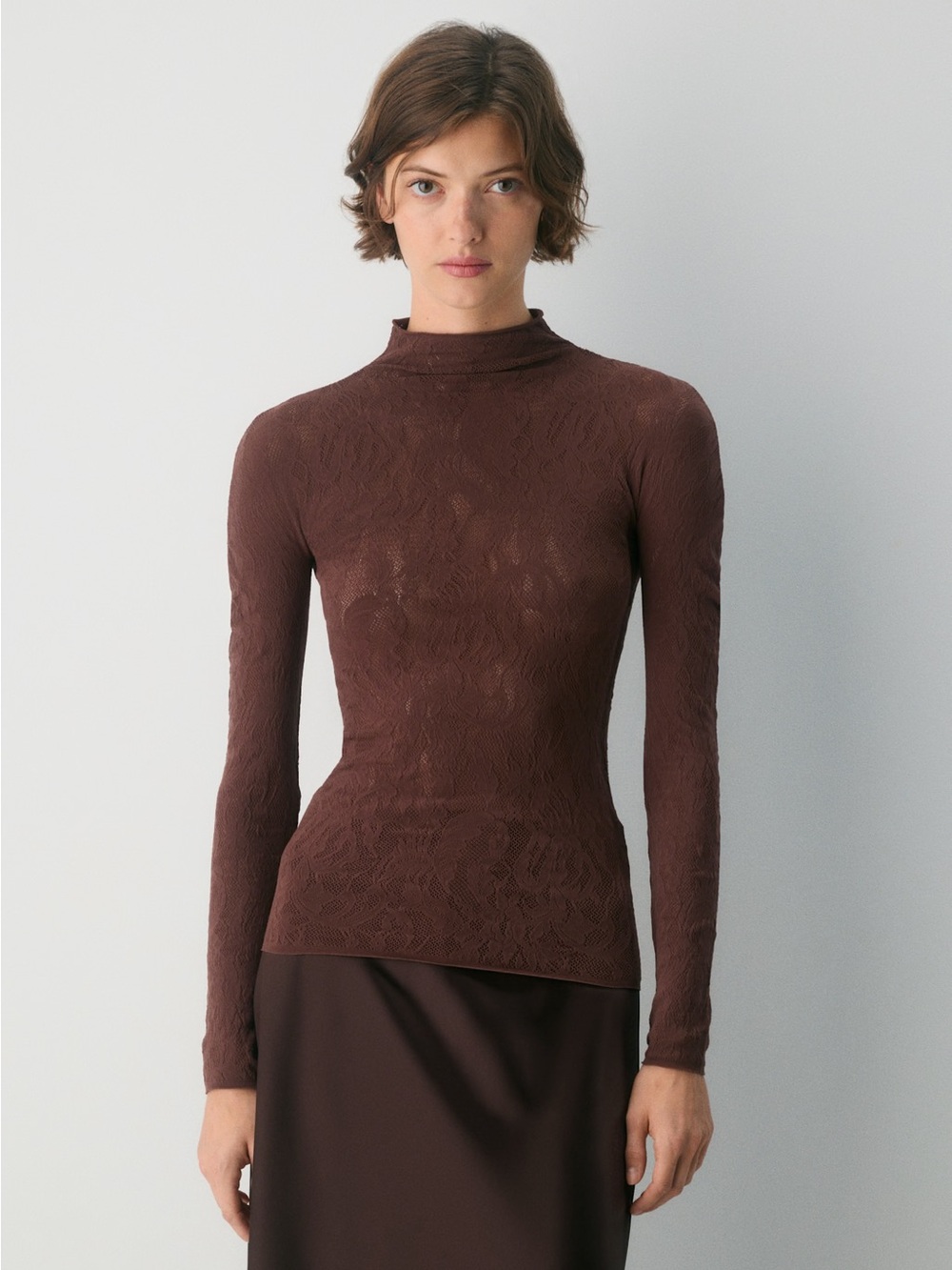 Aritzia Lace Brown Top S